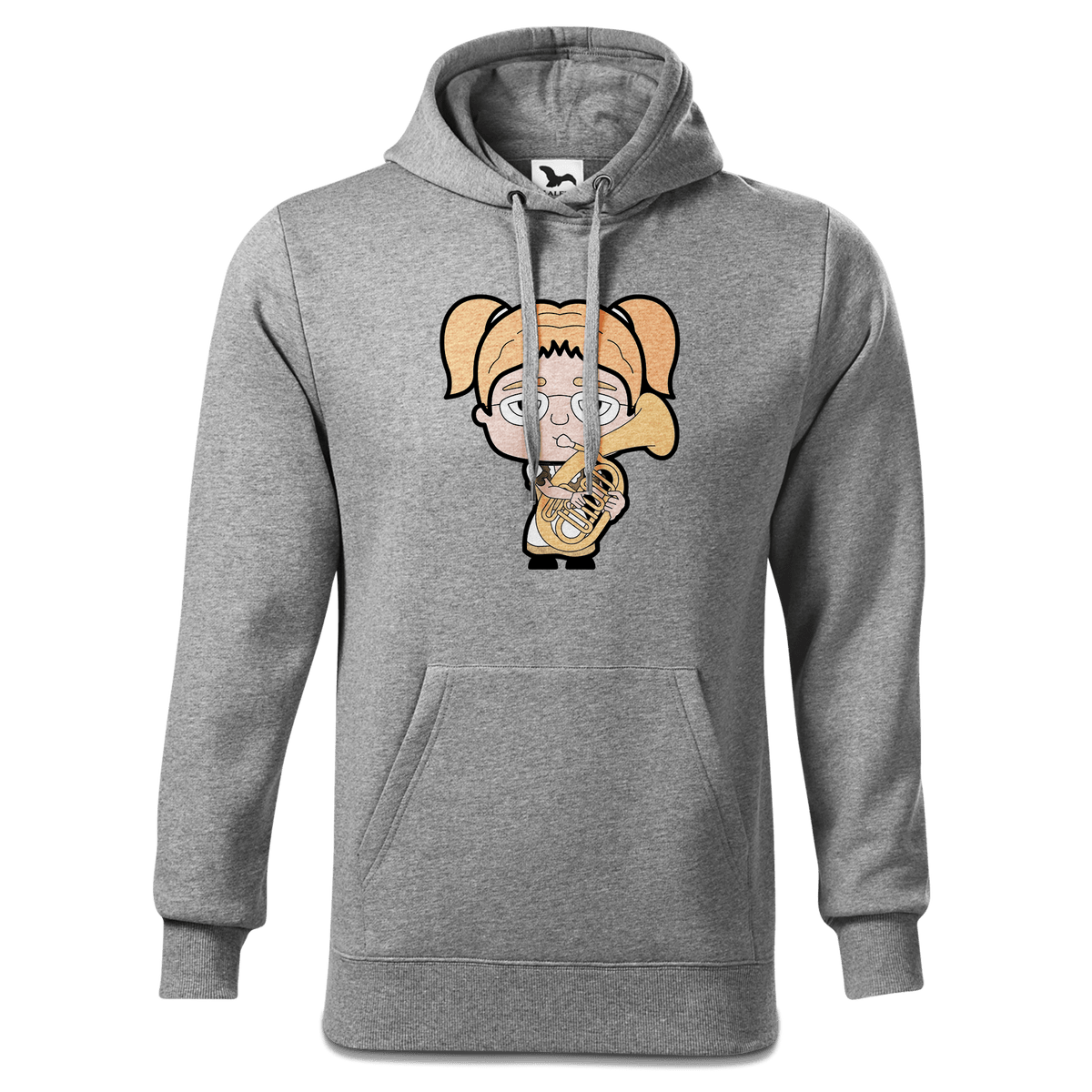 Die Jung Sinzerin Musikinstrumente Sweatshirt Hoody Herren Grau Meliert Pulvermuehle Front