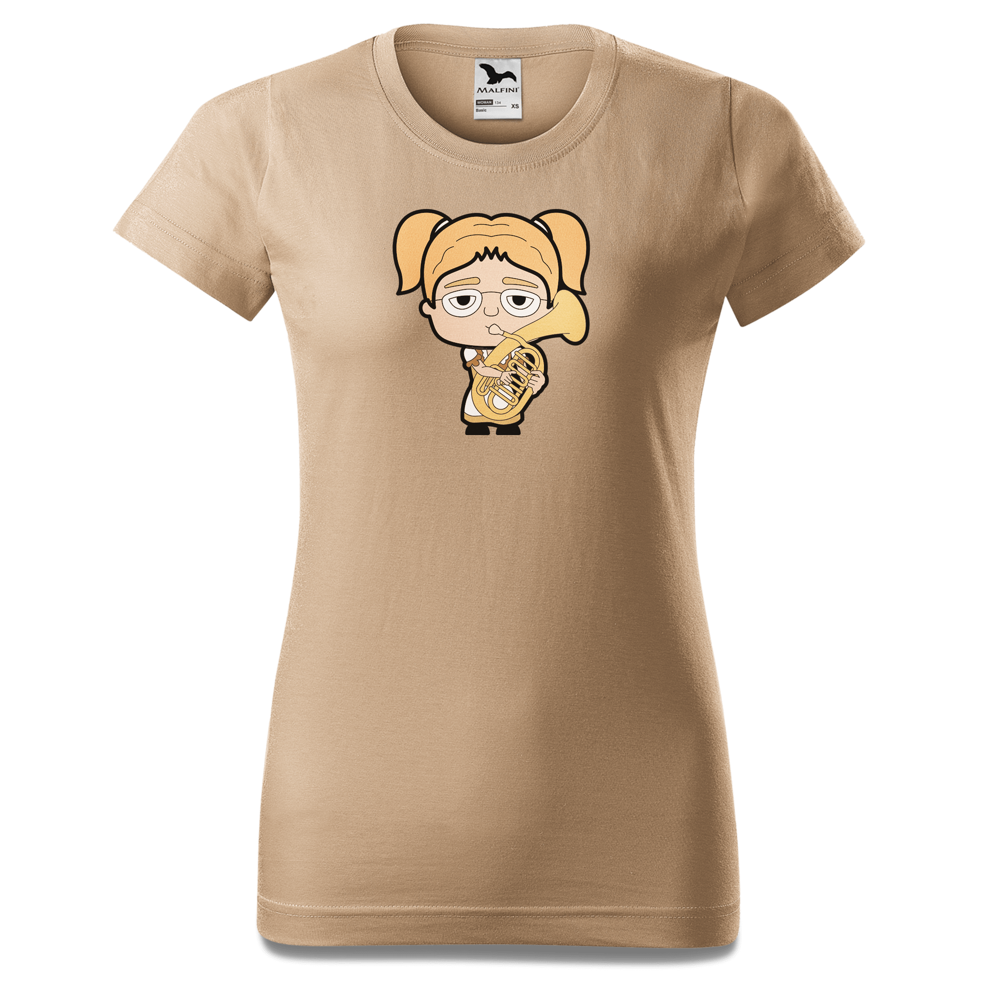 Die Jung Sinzerin Musikinstrumente T Shirt Damen Sand Entleiten Front 1