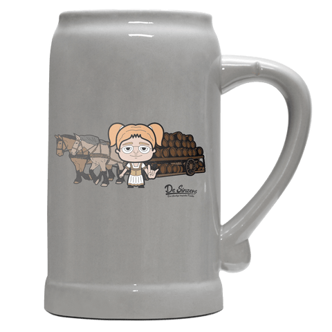 Die Jung Sinzerin Pferdegespann Bierkrug 1000ml Grau Zugspitze Front