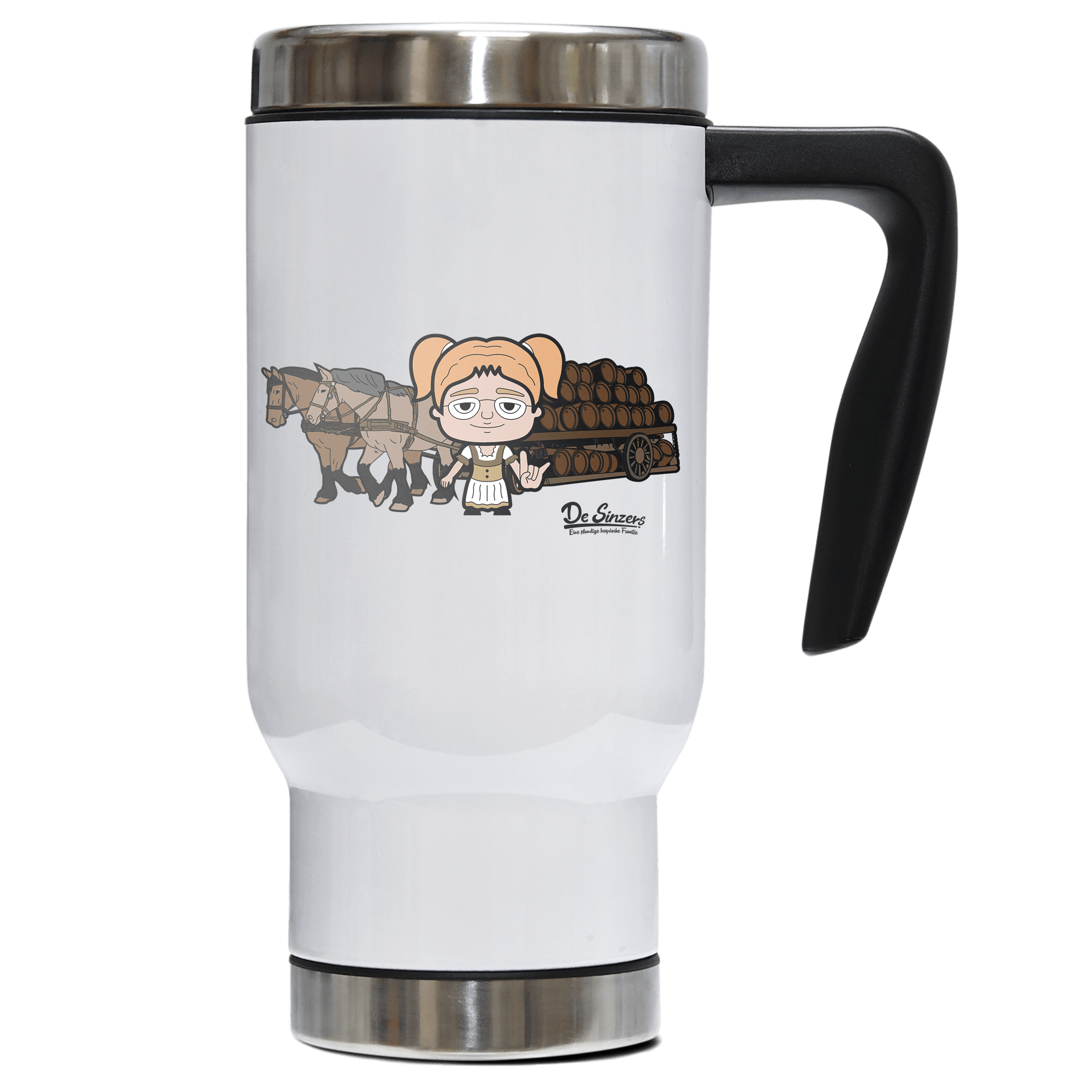 Die Jung Sinzerin Pferdegespann Edelstahl Thermobecher To Go 500ml Weiss Kindlwand Front