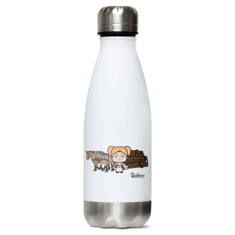 Die Jung Sinzerin Pferdegespann Edelstahl Thermoflasche 350ml Weiss Silber Kreuzspitze Front