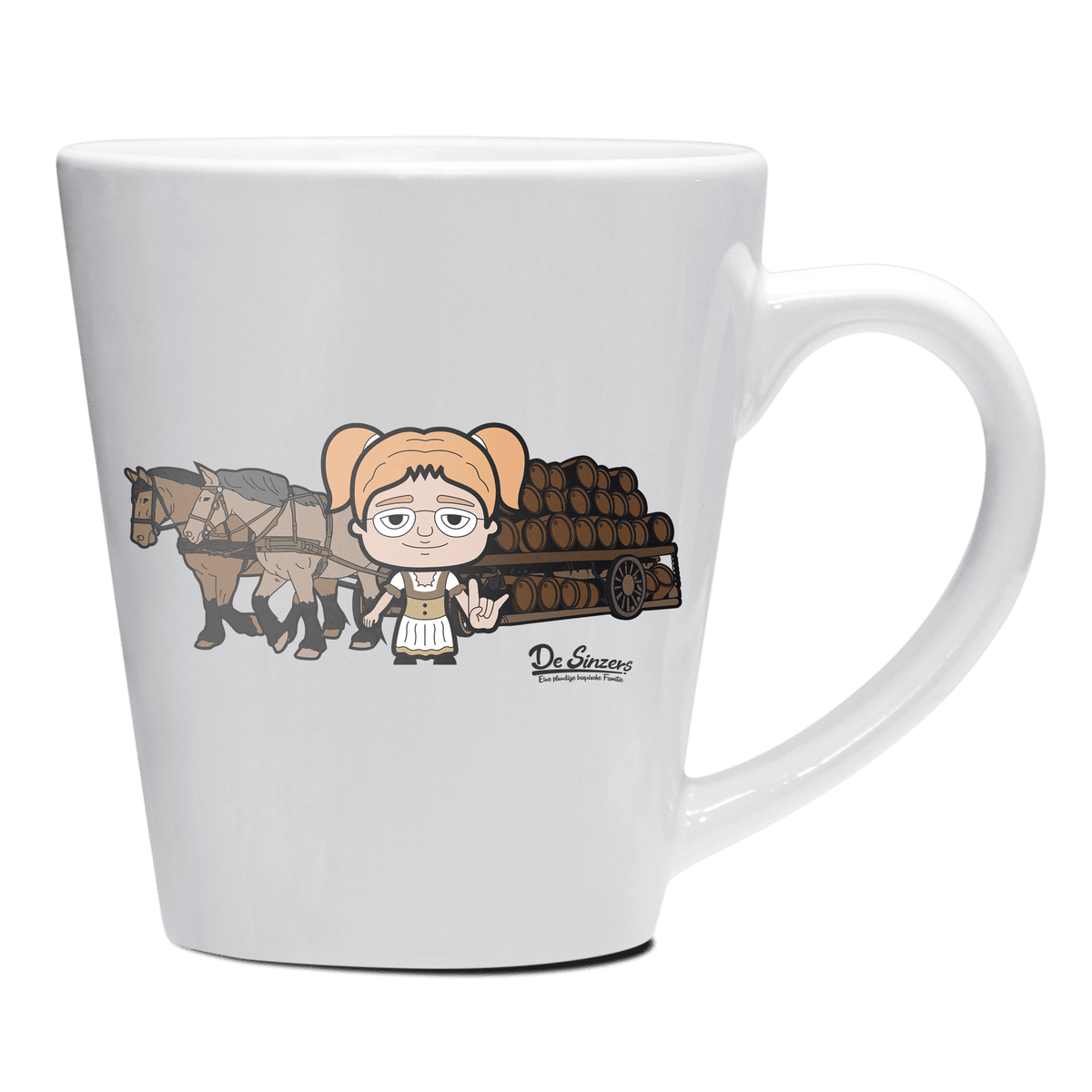 Die Jung Sinzerin Pferdegespann Keramik Kaffeetasse 200ml Weiss Herzogstand Front