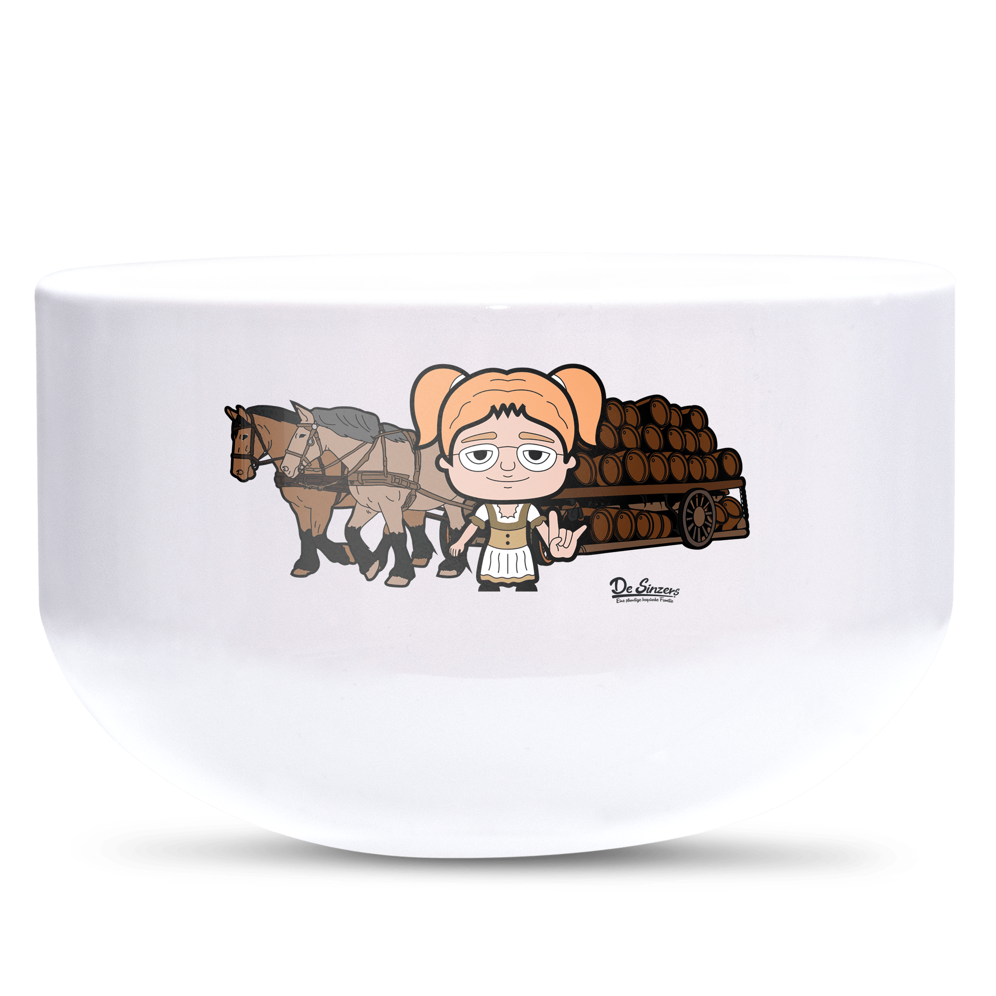 Die Jung Sinzerin Pferdegespann Keramik Mueslischale Weiss 600ml Staffelberg Front