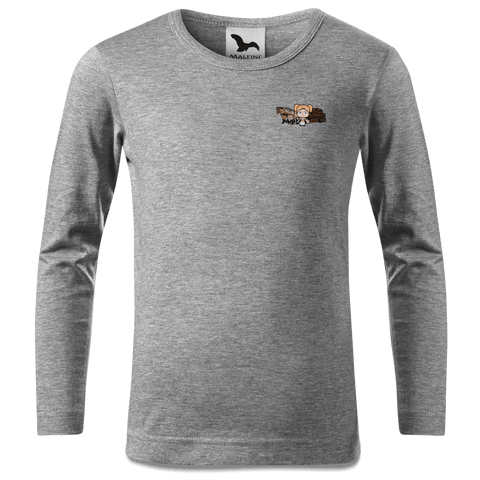 Die Jung Sinzerin Pferdegespann Longsleeve Kinder Grau Meliert Weinberg Front