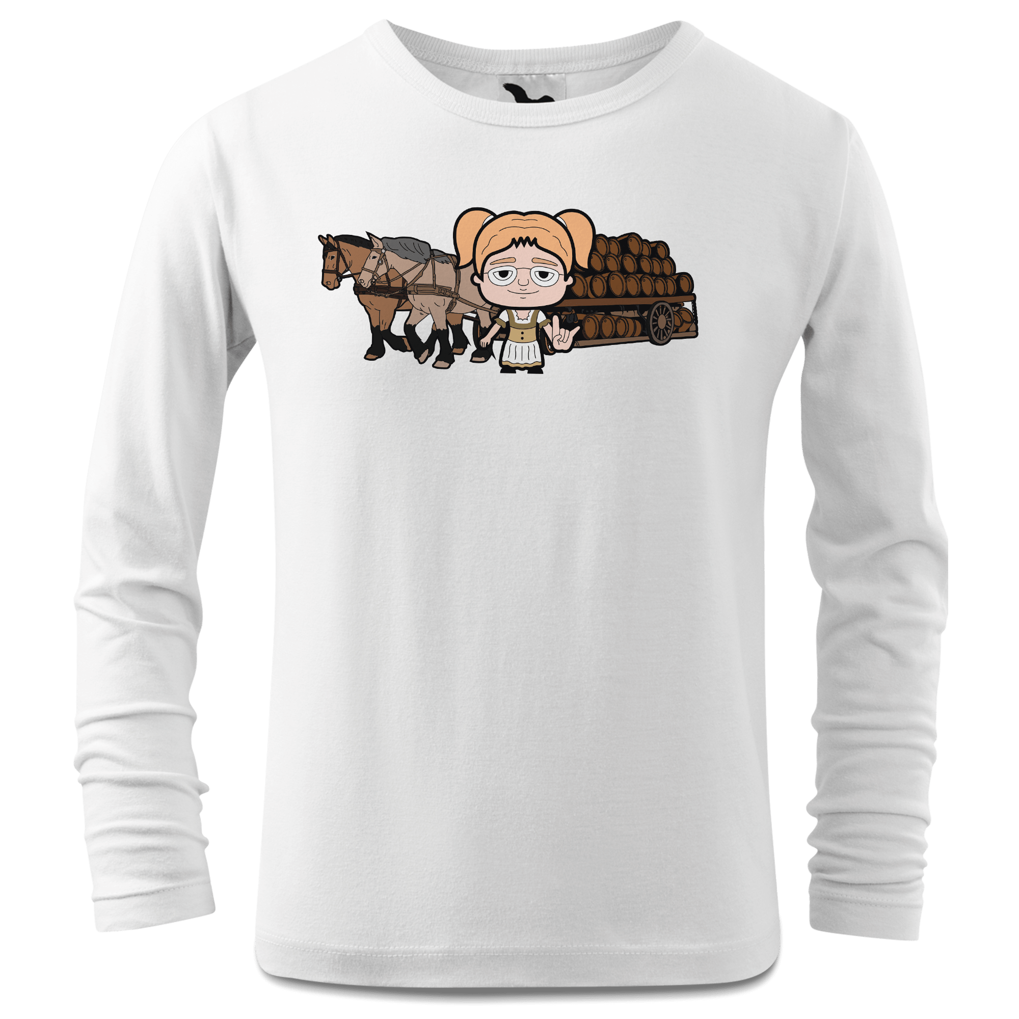 Die Jung Sinzerin Pferdegespann Longsleeve Kinder Weiss Westerndorf Front