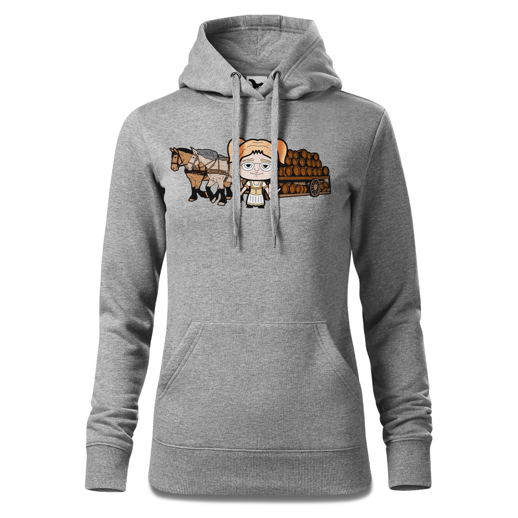 Die Jung Sinzerin Pferdegespann Sweatshirt Hoody Damen Grau Meliert Kieling Front