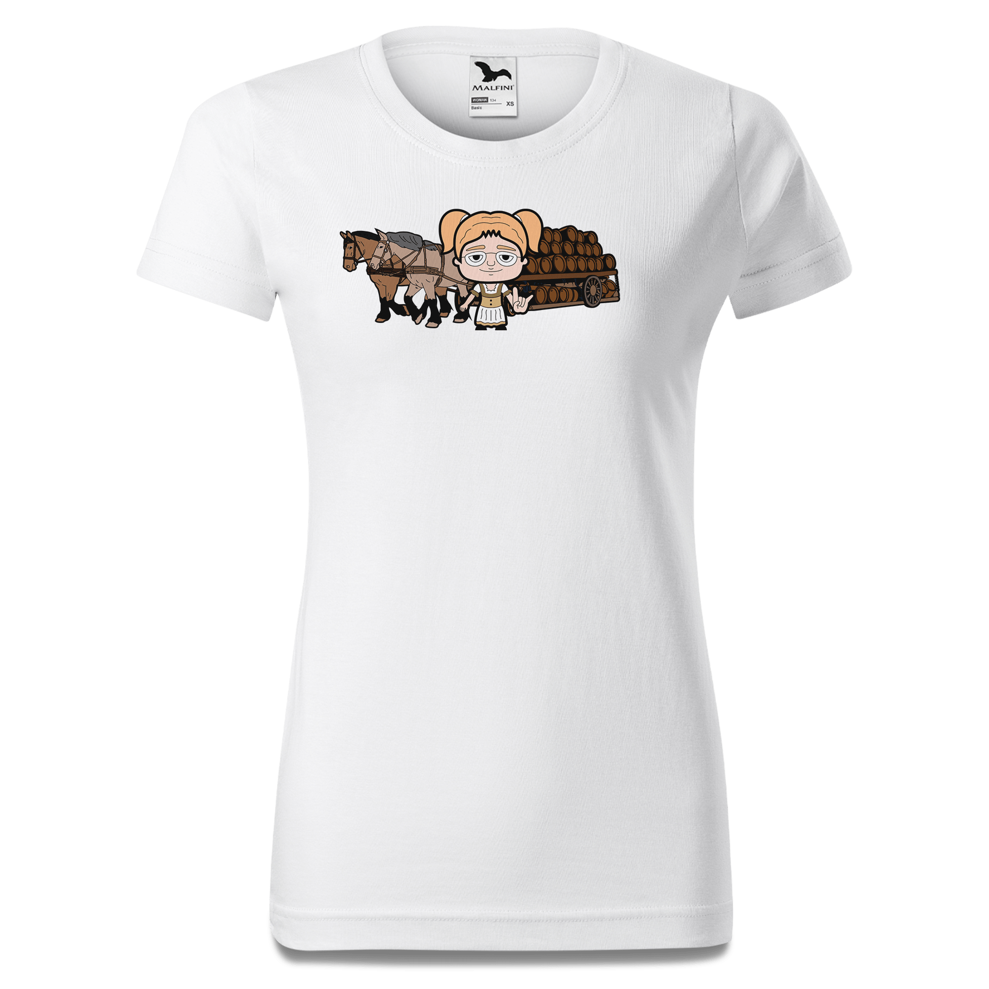 Die Jung Sinzerin Pferdegespann T Shirt Damen Weiss Gehering Front