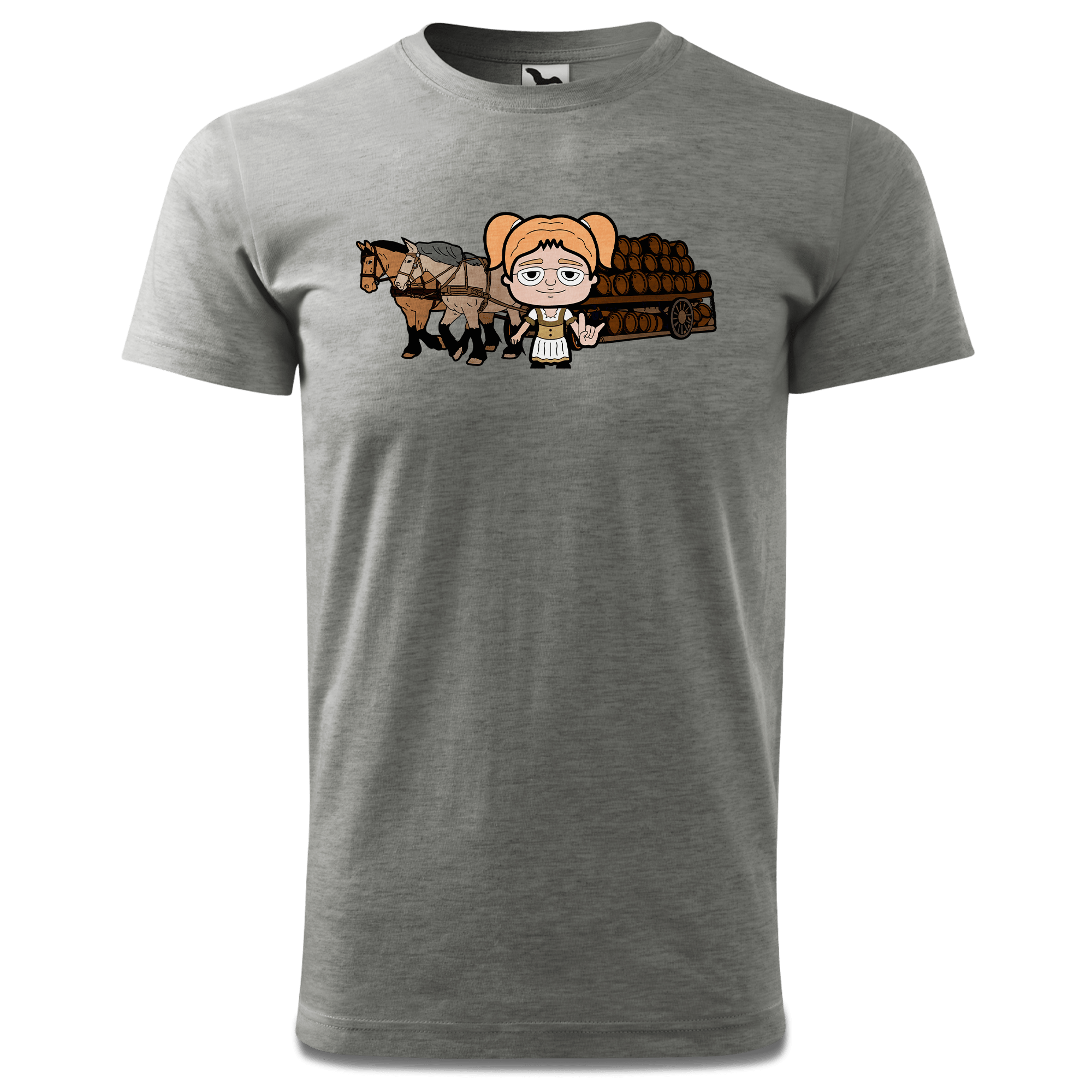 Die Jung Sinzerin Pferdegespann T Shirt Herren Grau Meliert Hofau Front