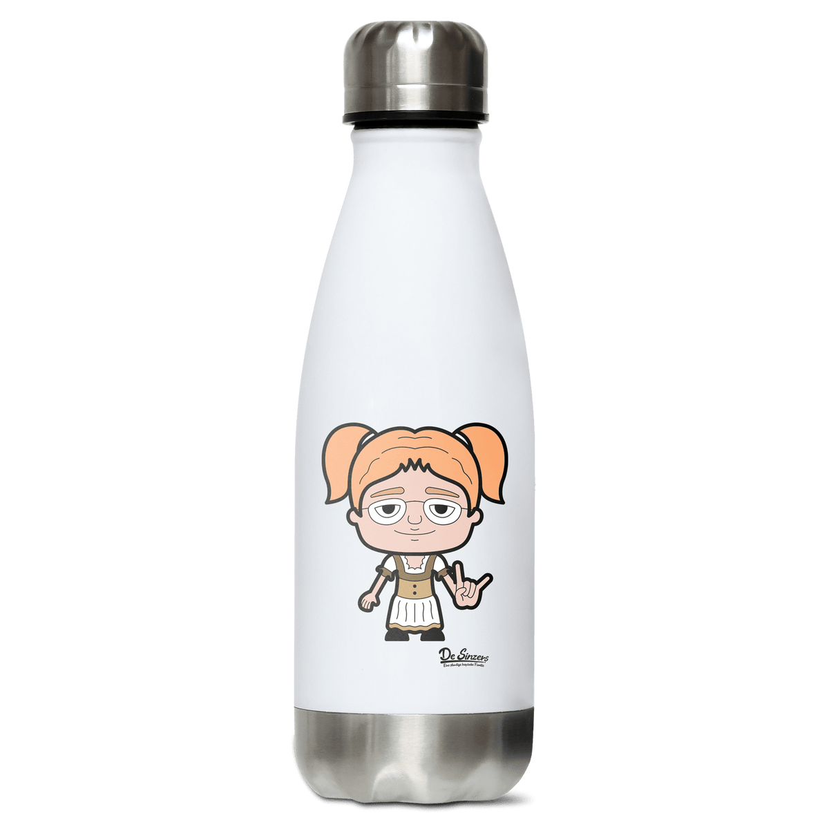 Die Jung Sinzerin Rocking Fingers Edelstahl Thermoflasche 350ml Weiss Silber Kreuzspitze Front