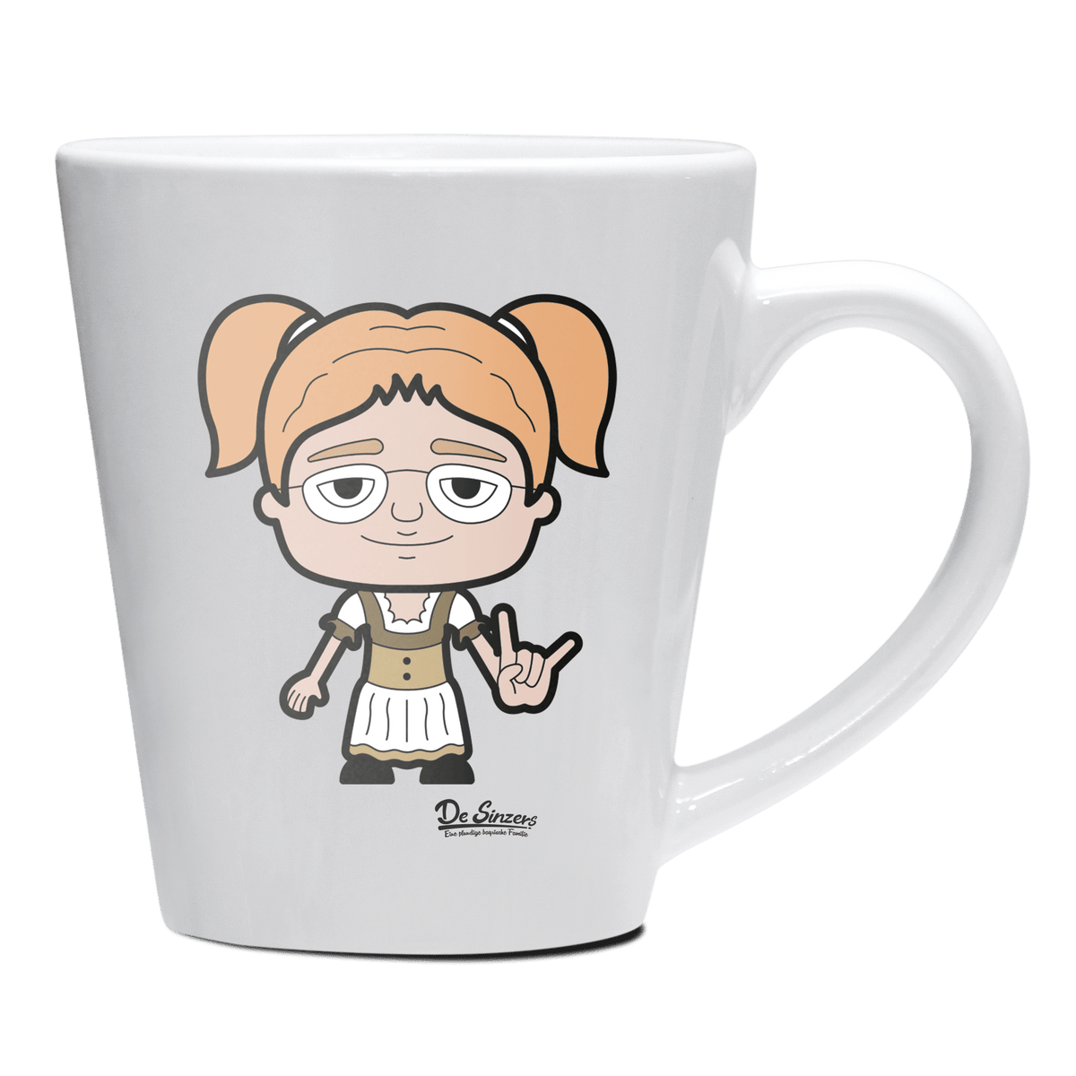 Die Jung Sinzerin Rocking Fingers Keramik Kaffeetasse 200ml Weiss Herzogstand Front