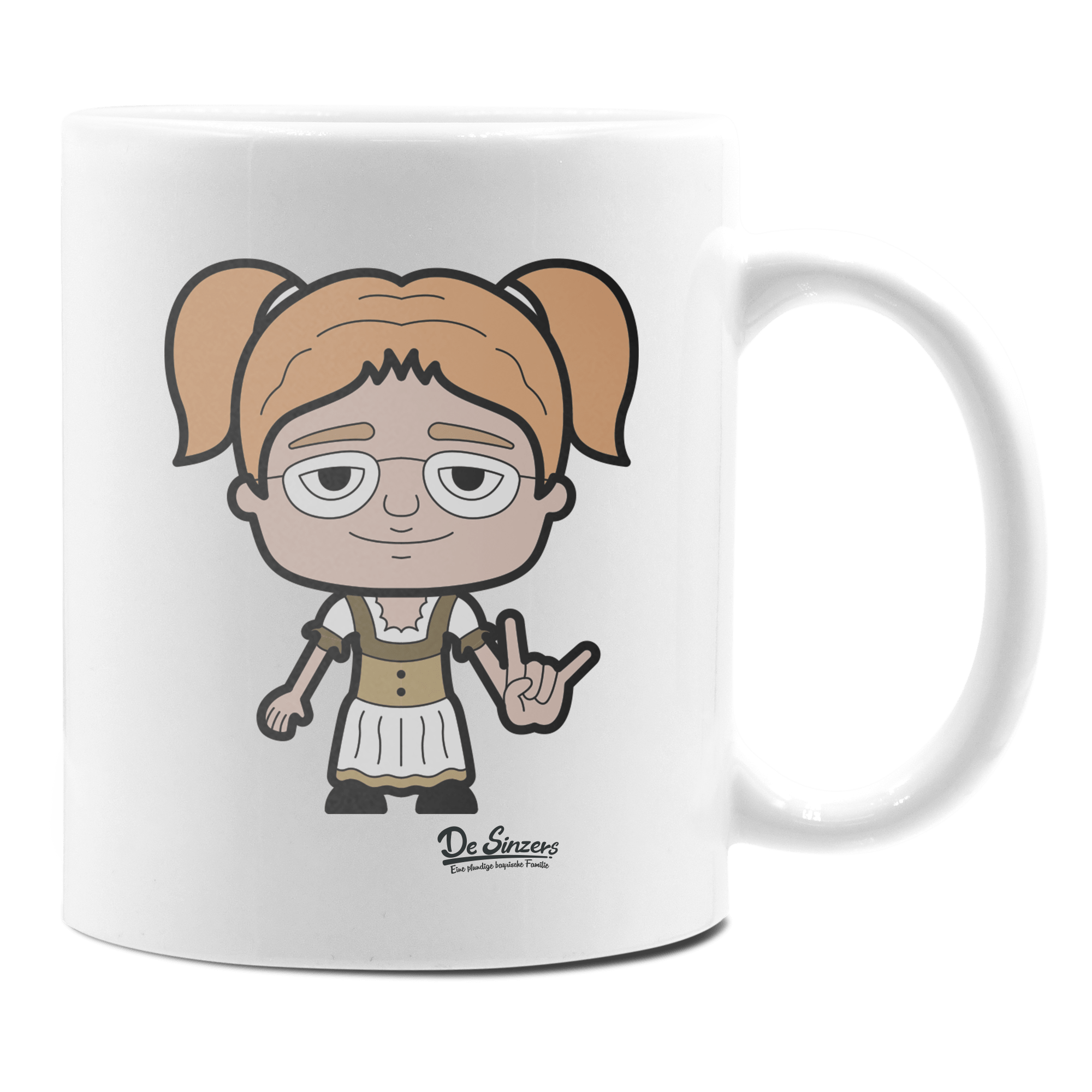 Die Jung Sinzerin Rocking Fingers Keramik Kaffeetasse 330ml Weiss Rampoldplatte Front