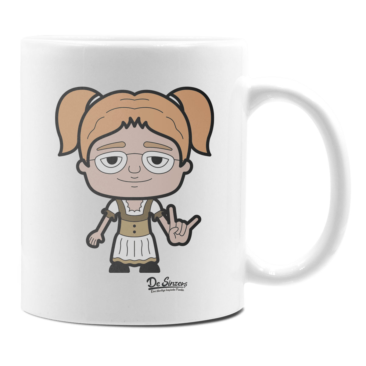 Die Jung Sinzerin Rocking Fingers Keramik Kaffeetasse 330ml Weiss Rampoldplatte Front