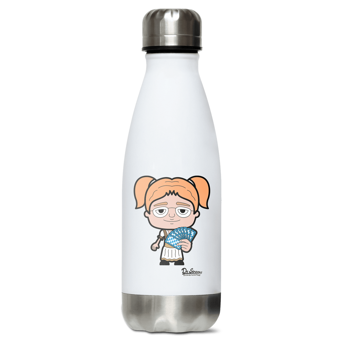 Die Jung Sinzerin Schafkopfen Edelstahl Thermoflasche 350ml Weiss Silber Kreuzspitze Front