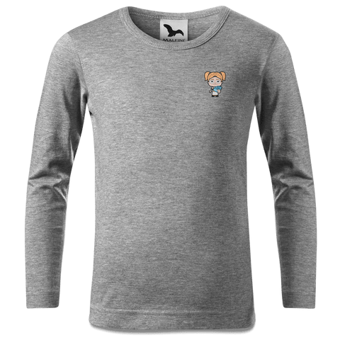 Die Jung Sinzerin Schafkopfen Longsleeve Kinder Grau Meliert Weinberg Front