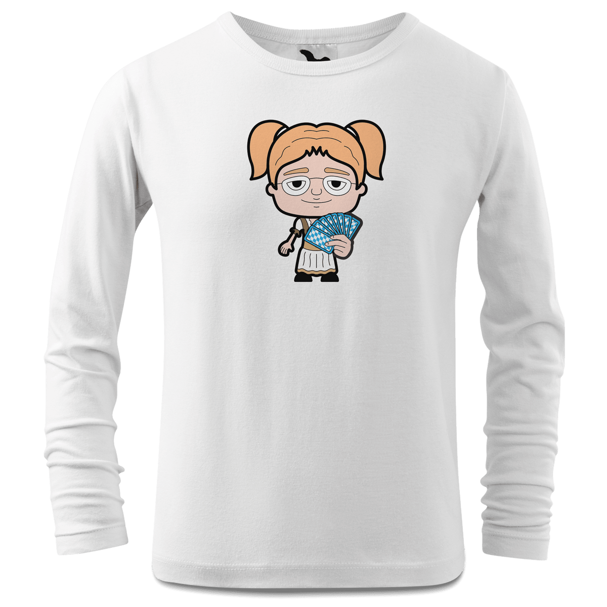 Die Jung Sinzerin Schafkopfen Longsleeve Kinder Weiss Westerndorf Front
