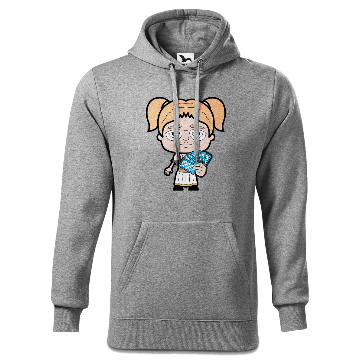 Die Jung Sinzerin Schafkopfen Sweatshirt Hoody Herren Grau Meliert Pulvermuehle Front