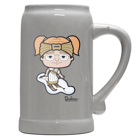Die Jung Sinzerin Skifahrer Bierkrug 1000ml Grau Zugspitze Front