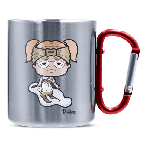 Die Jung Sinzerin Skifahrer Edelstahl Kaffeetasse roter Karabiner 320ml Kitzstein Front