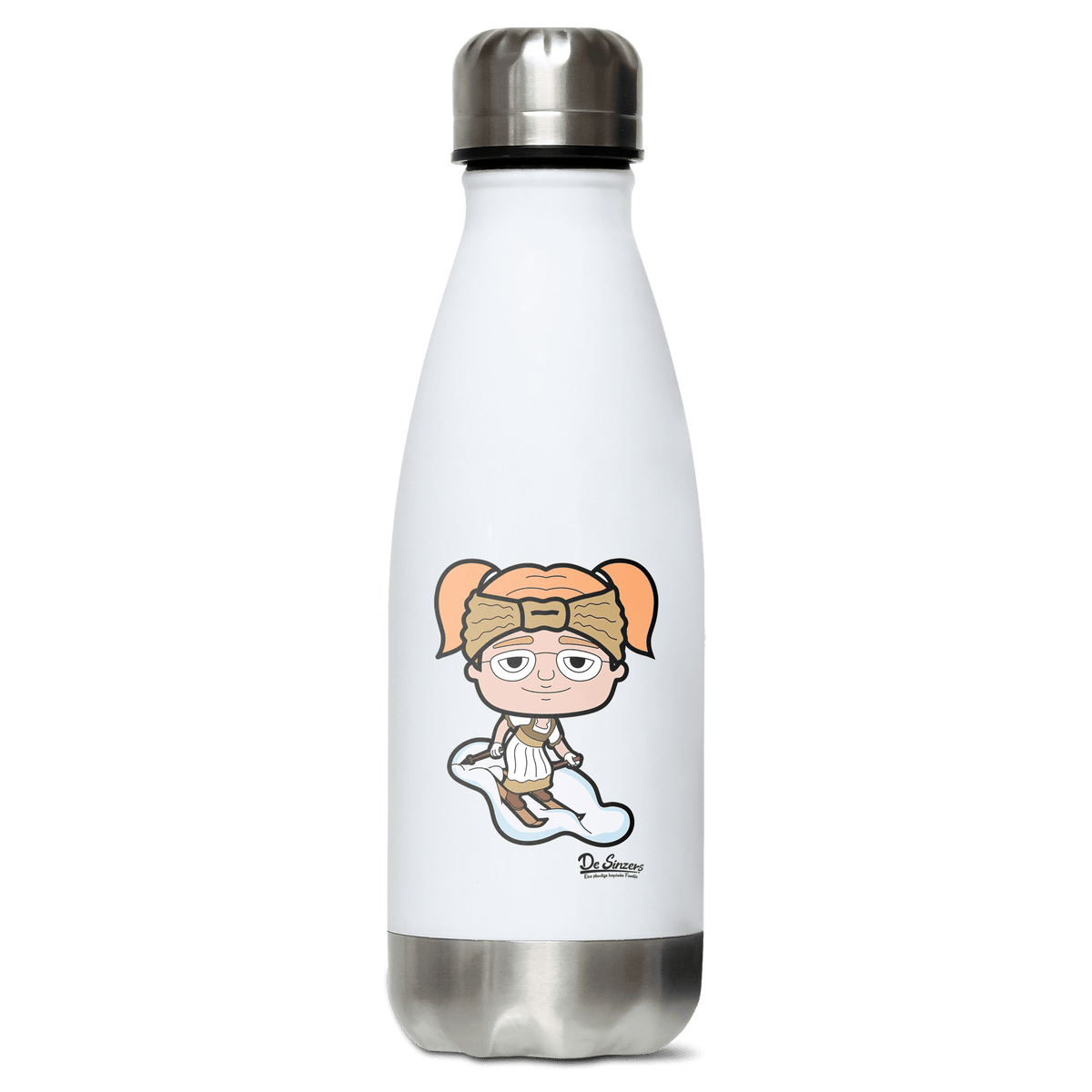 Die Jung Sinzerin Skifahrer Edelstahl Thermoflasche 350ml Weiss Silber Kreuzspitze Front