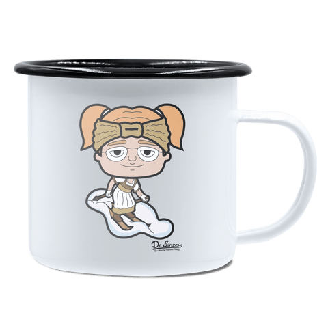 Die Jung Sinzerin Skifahrer Emaille Tasse 450ml Weiss Schwarz Spitzstein Front