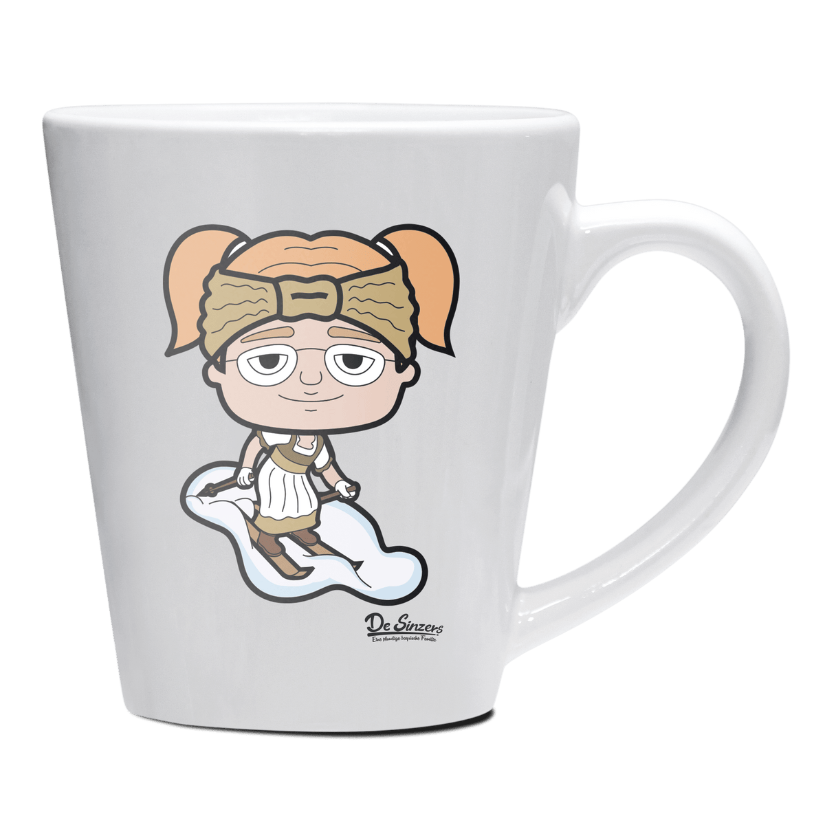 Die Jung Sinzerin Skifahrer Keramik Kaffeetasse 200ml Weiss Herzogstand Front