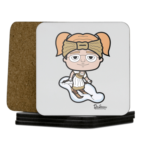 Die Jung Sinzerin Skifahrer Korkuntersetzer 5er Set 95 x 95 mm Weiss Karkopf Front