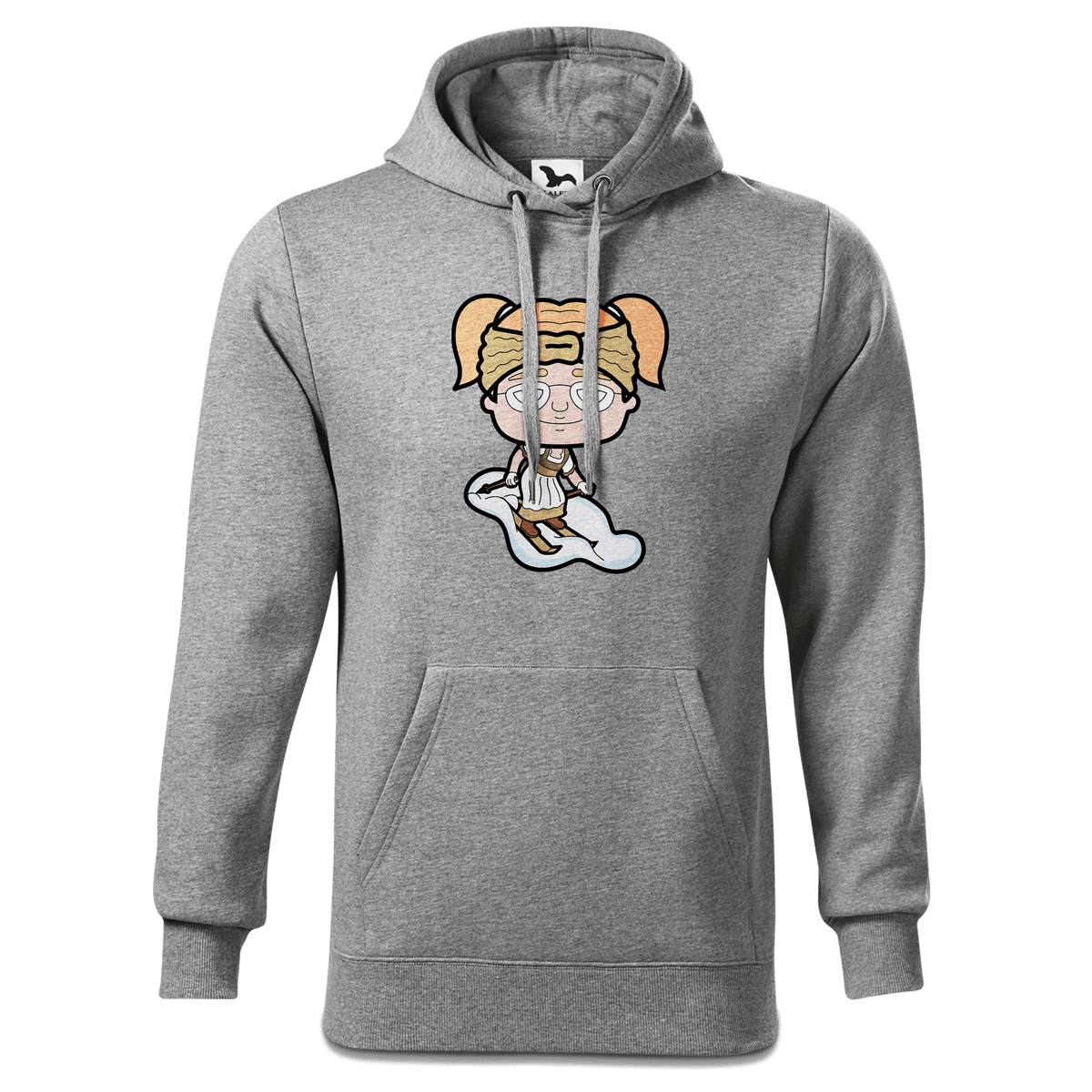 Die Jung Sinzerin Skifahrer Sweatshirt Hoody Herren Grau Meliert Pulvermuehle Front