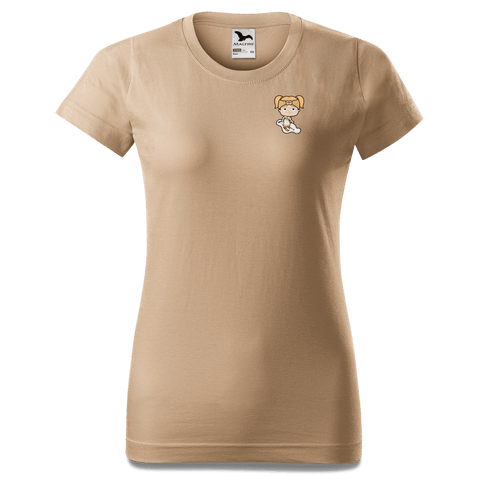 Die Jung Sinzerin Skifahrer T Shirt Damen Sand Fussen Front