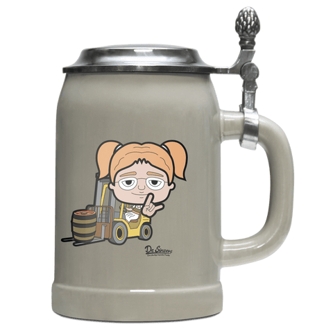 Die Jung Sinzerin Staplerfahrer Bierkrug 500ml Grau mit Deckel Hocheck Front