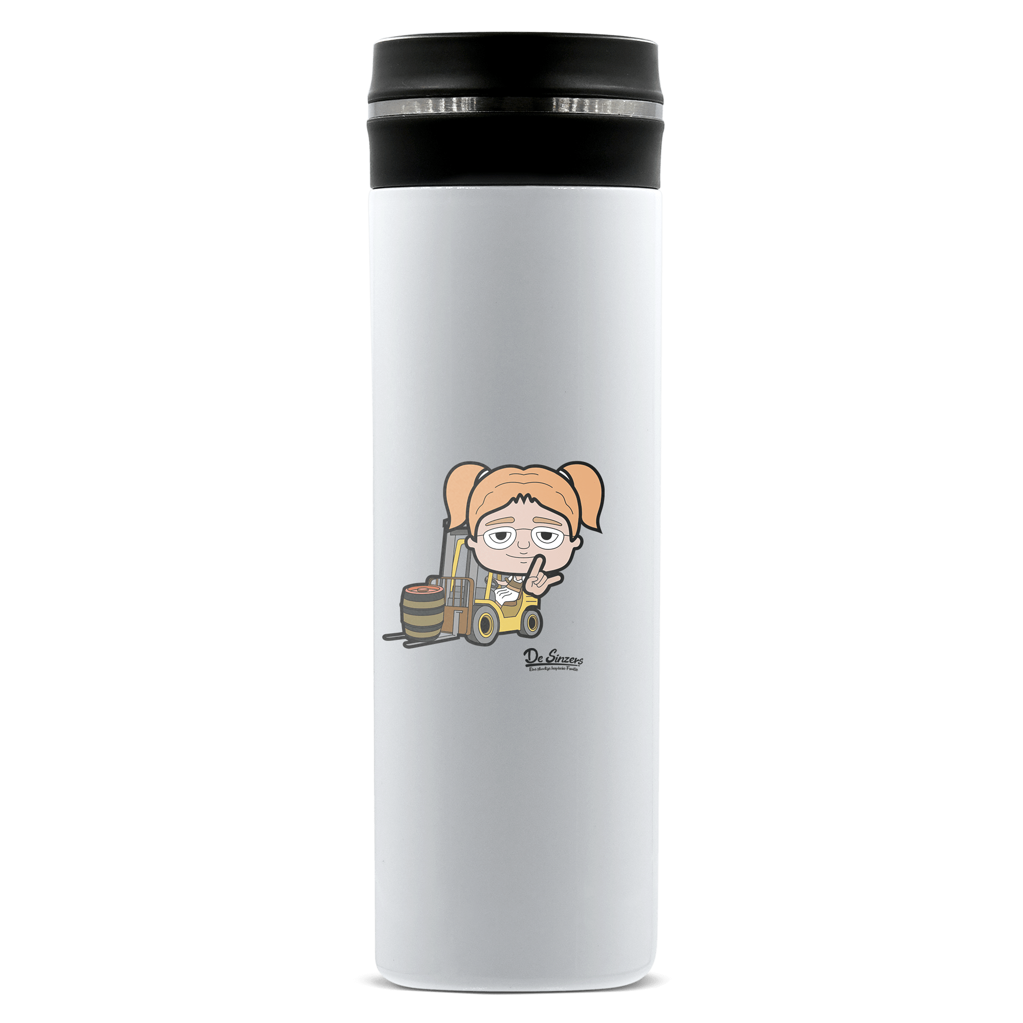 Die Jung Sinzerin Staplerfahrer Edelstahl Thermoflasche 450ml Weiss Geigelstein Front