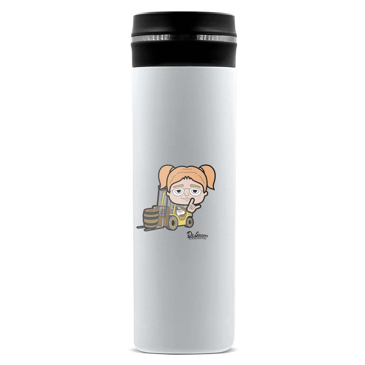 Die Jung Sinzerin Staplerfahrer Edelstahl Thermoflasche 450ml Weiss Geigelstein Front