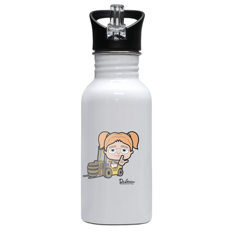Die Jung Sinzerin Staplerfahrer Edelstahl Trinkflasche mit klappbarem Mundstueck 500ml Weiss Rotwand Front