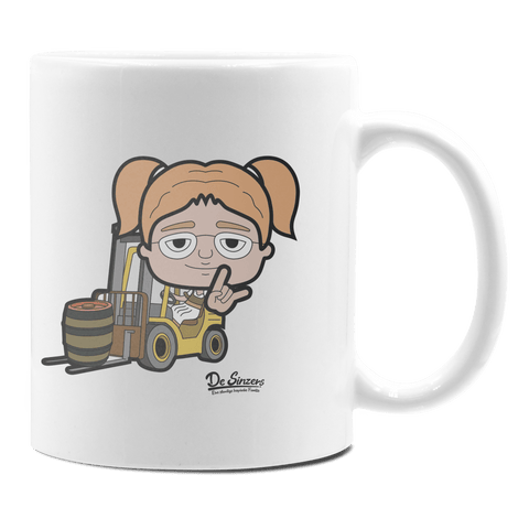 Die Jung Sinzerin Staplerfahrer Keramik Kaffeetasse 330ml Weiss Rampoldplatte Front