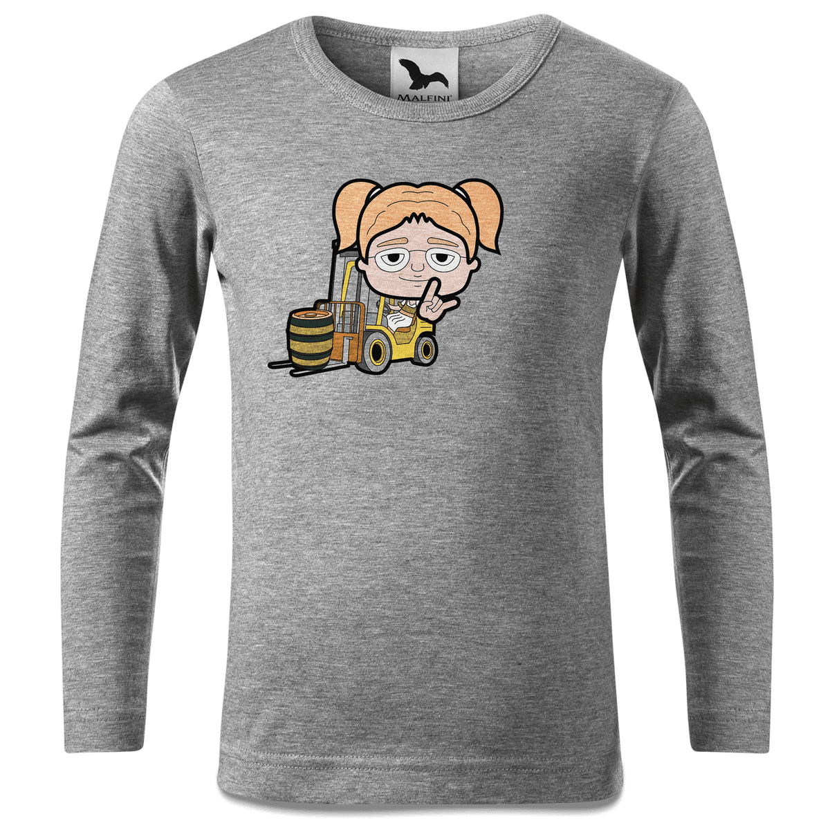 Die Jung Sinzerin Staplerfahrer Longsleeve Kinder Grau Meliert Waldering Front