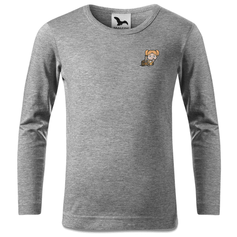 Die Jung Sinzerin Staplerfahrer Longsleeve Kinder Grau Meliert Weinberg Front