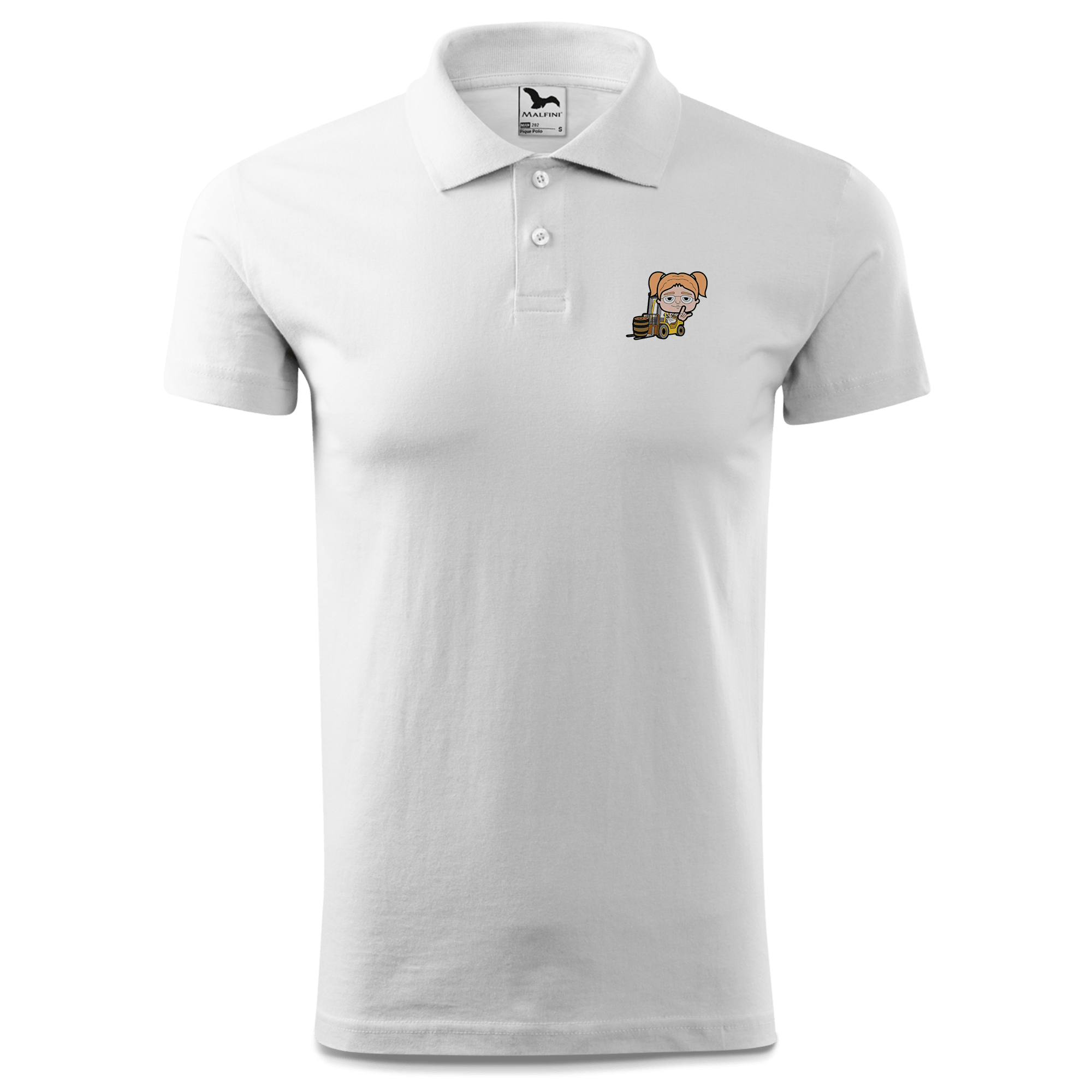 Die Jung Sinzerin Staplerfahrer Polo Shirt Herren Weiss Murnau Front