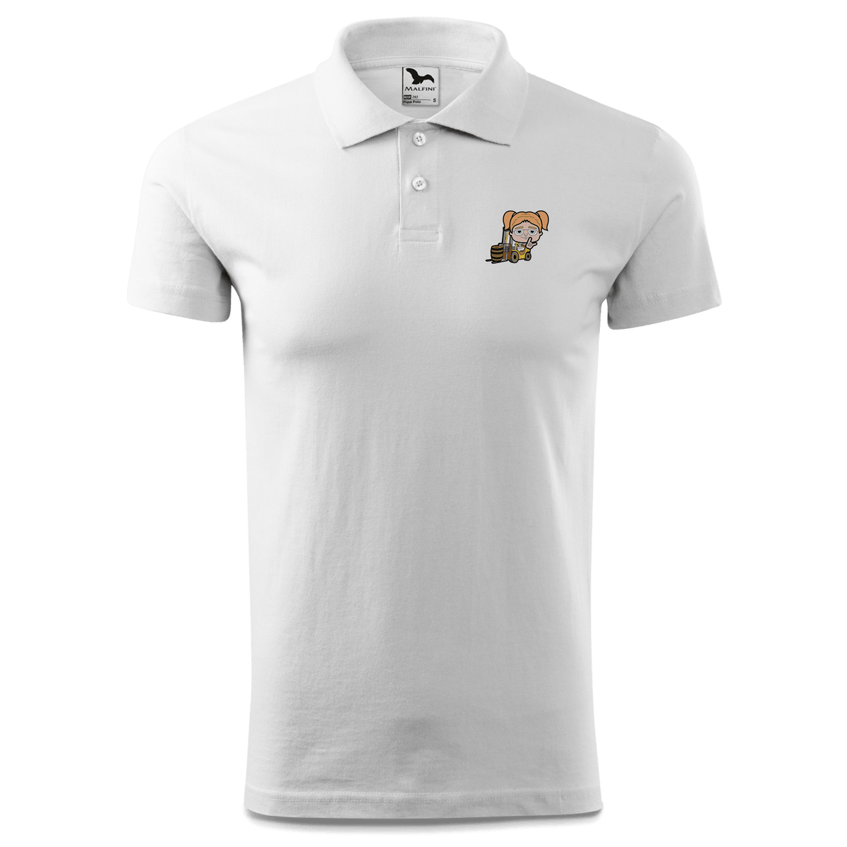 Die Jung Sinzerin Staplerfahrer Polo Shirt Herren Weiss Murnau Front