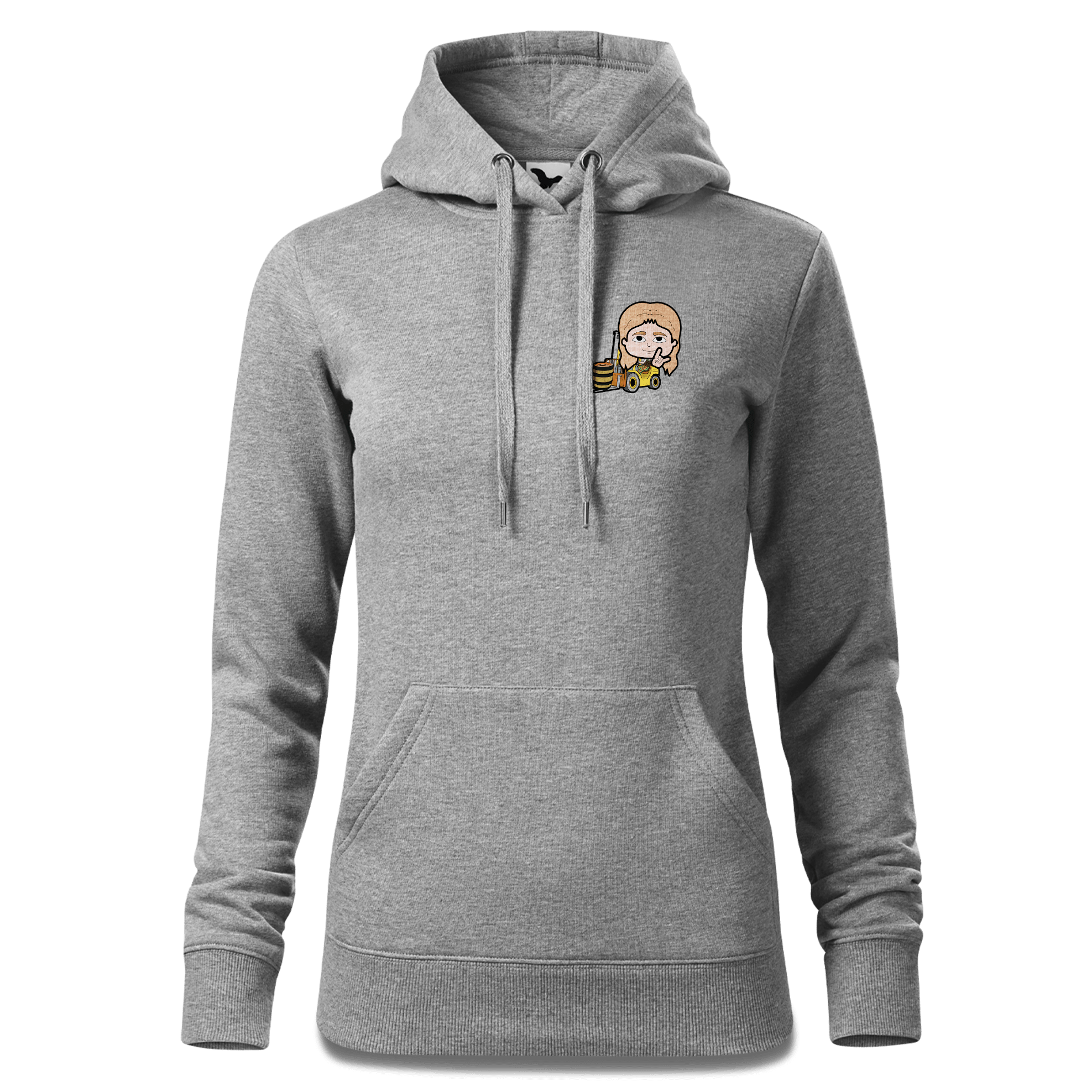 Die Sinzerin Staplerfahrer Sweatshirt Hoody Damen Grau Meliert Kleinholzen Front