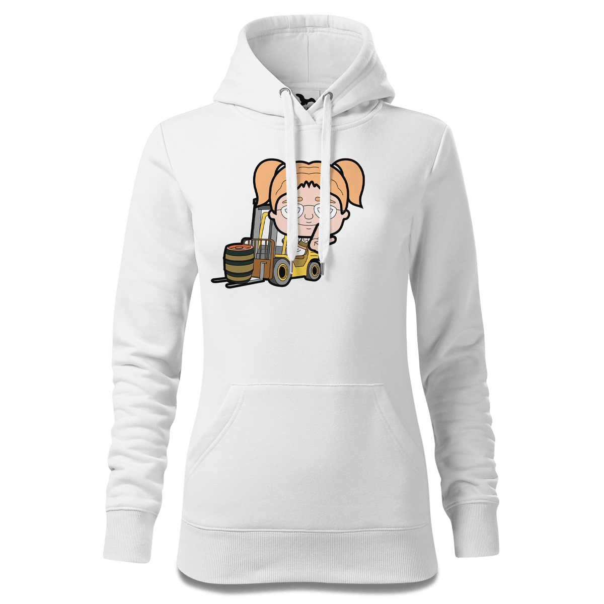 Die Jung Sinzerin Staplerfahrer Sweatshirt Hoody Damen Weiss Eckenholz Front