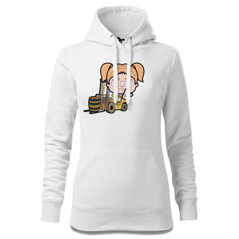 Die Jung Sinzerin Staplerfahrer Sweatshirt Hoody Damen Weiss Eckenholz Front