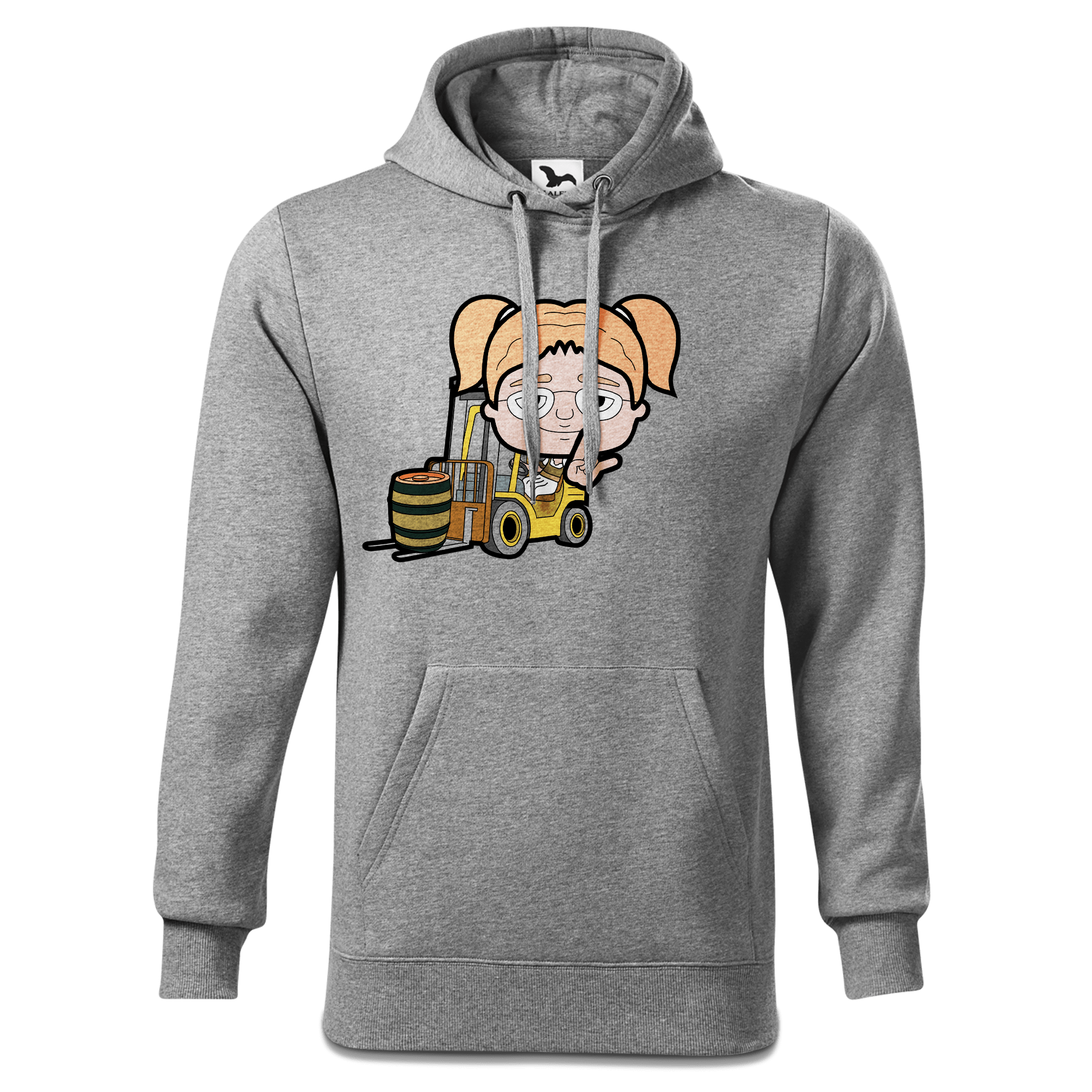 Die Jung Sinzerin Staplerfahrer Sweatshirt Hoody Herren Grau Meliert Pulvermuehle Front