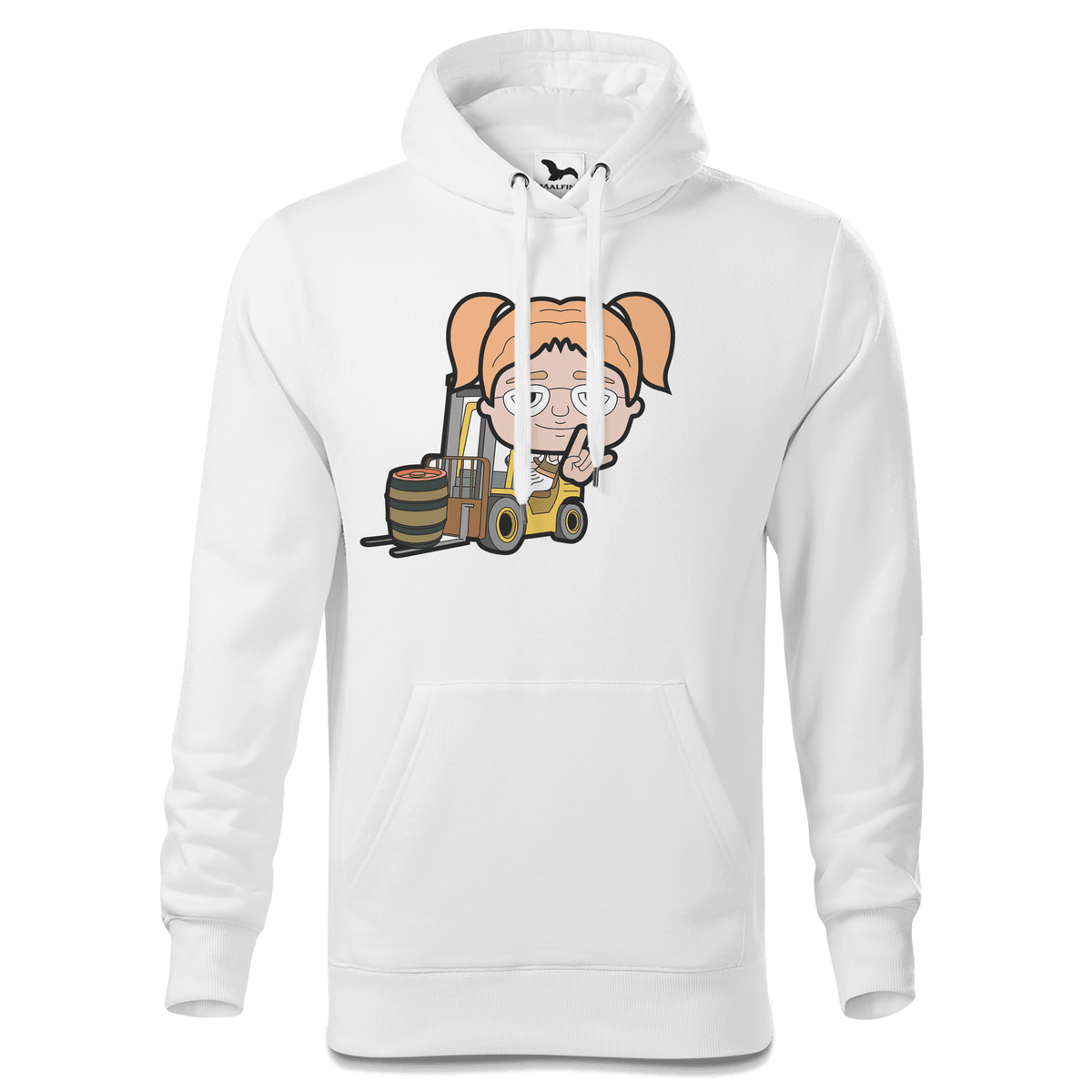 Die Jung Sinzerin Staplerfahrer Sweatshirt Hoody Herren Weiss Reikering Front