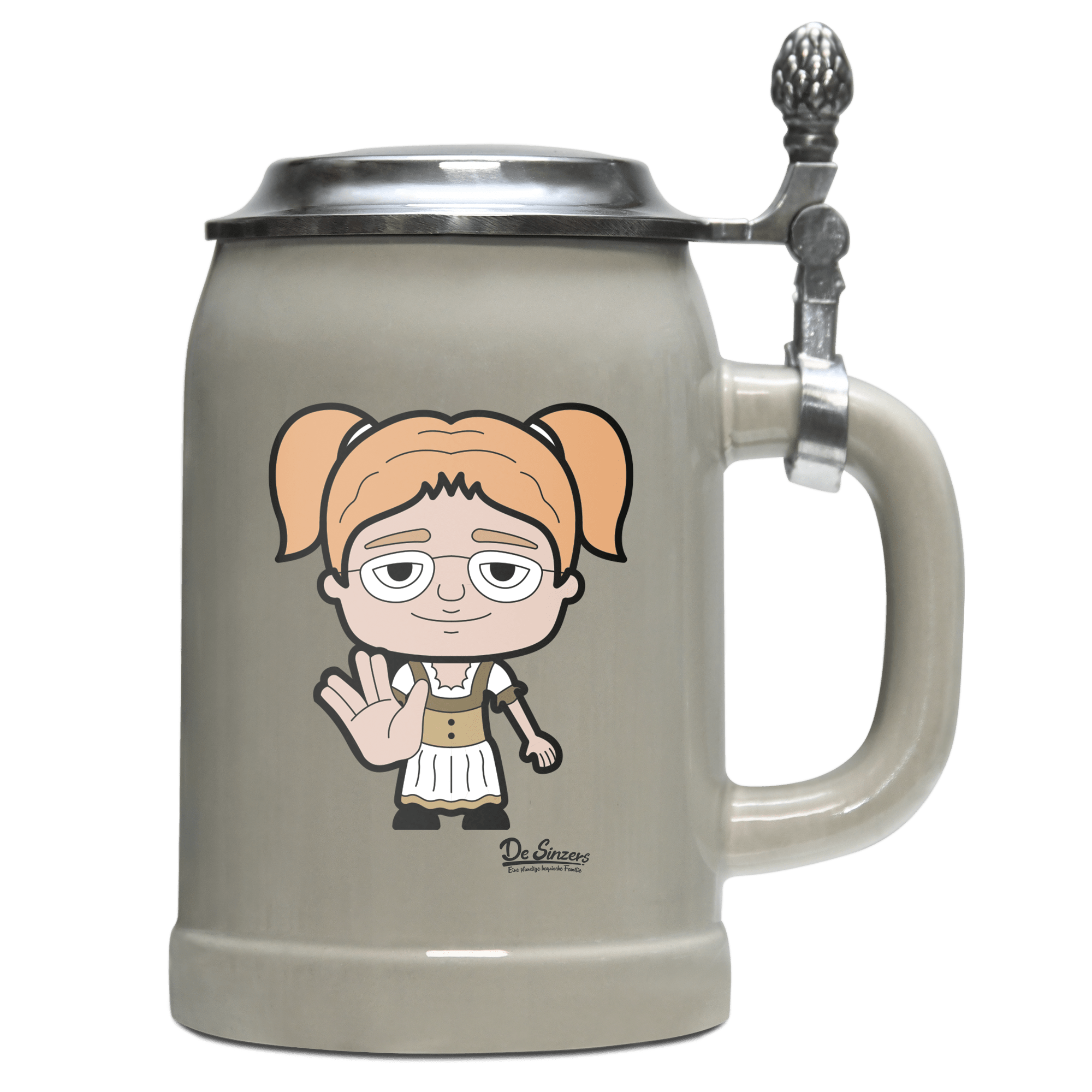 Die Jung Sinzerin Star Trek Fingers Bierkrug 500ml Grau mit Deckel Hocheck Front