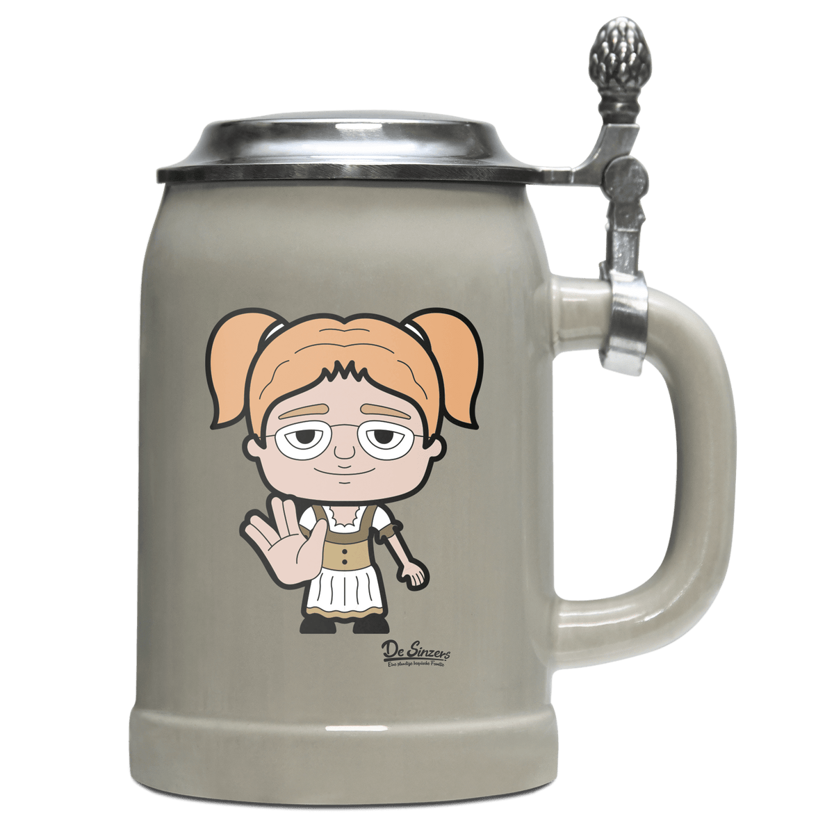 Die Jung Sinzerin Star Trek Fingers Bierkrug 500ml Grau mit Deckel Hocheck Front