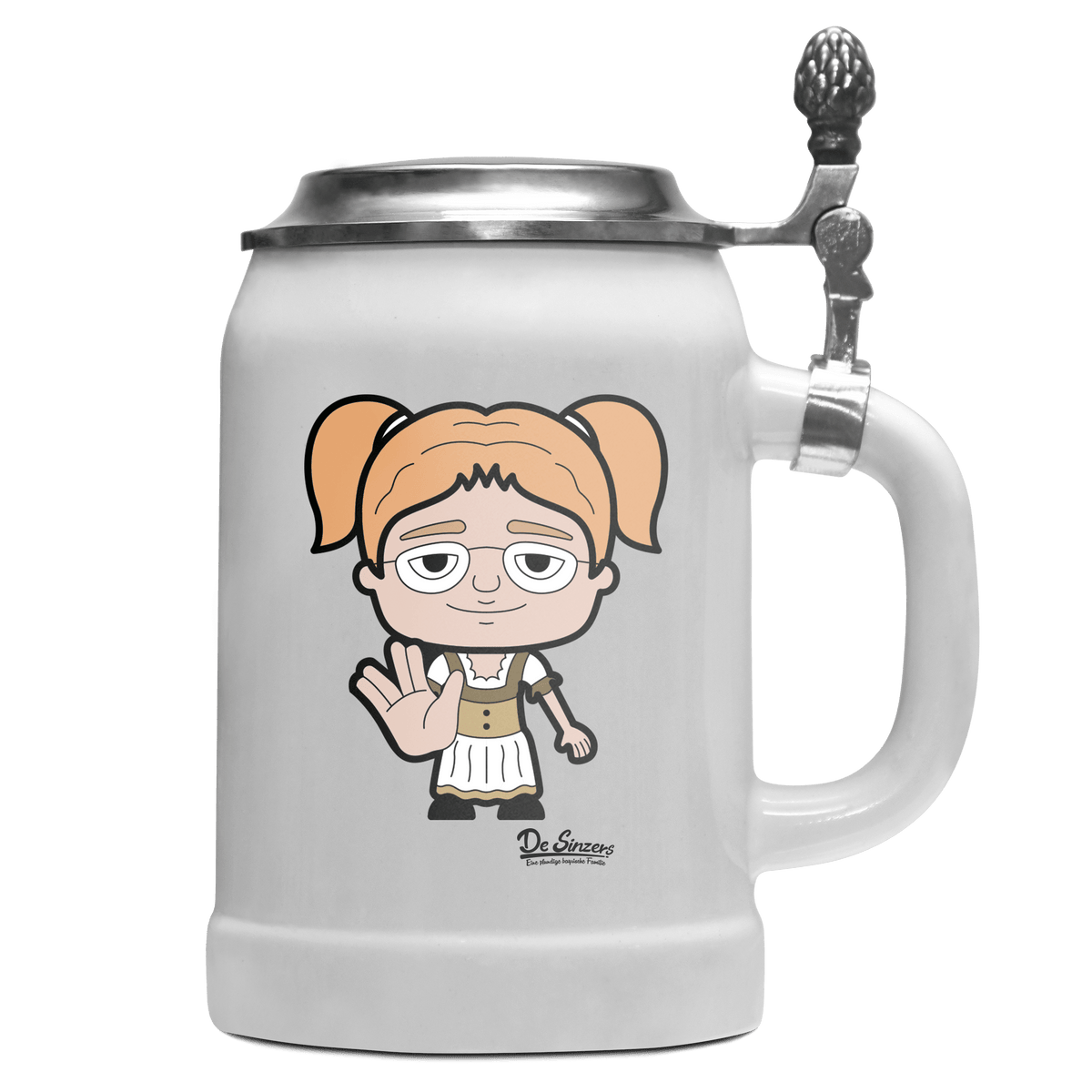 Die Jung Sinzerin Star Trek Fingers Bierkrug 500ml Weiss mit Deckel Wetterspitzen Front