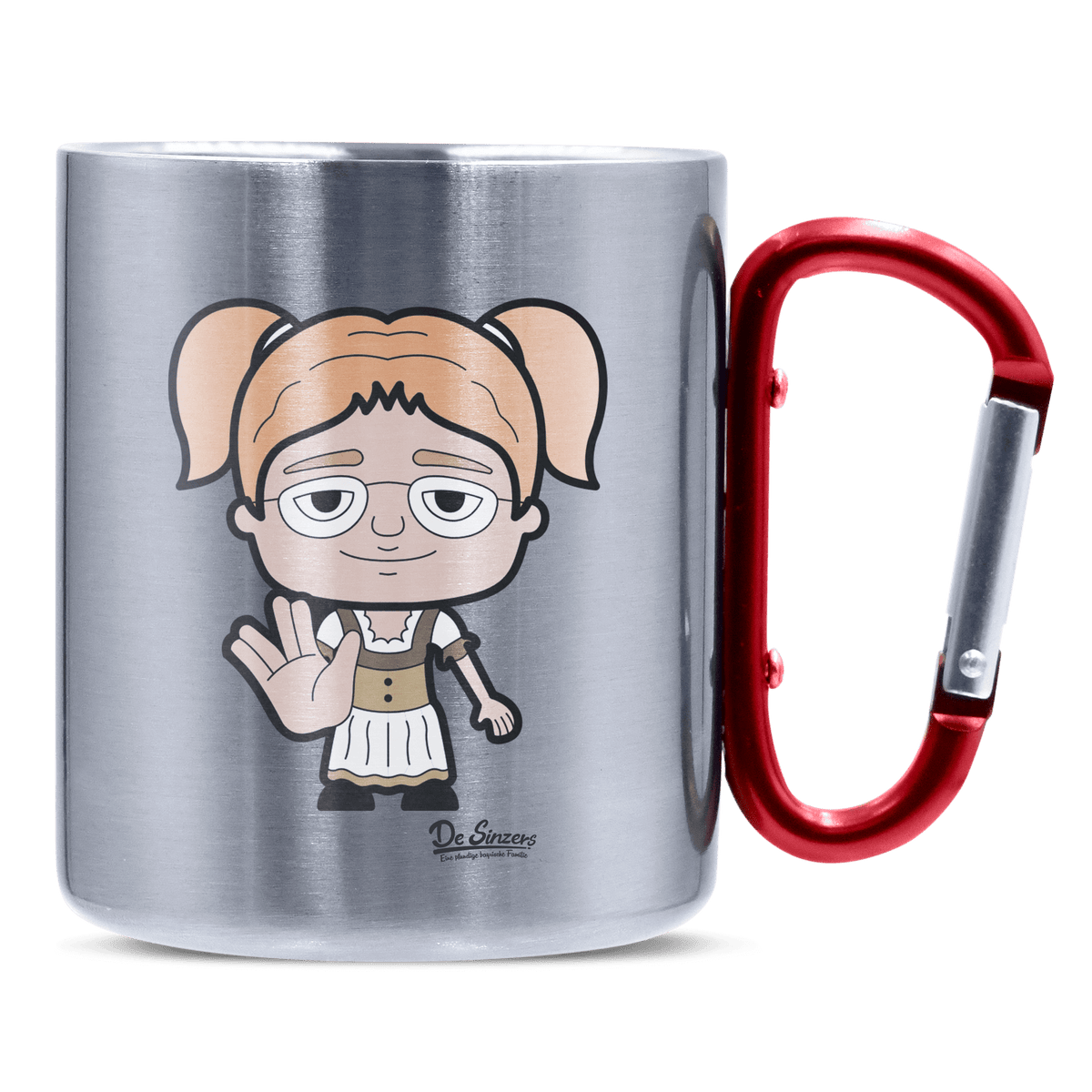 Die Jung Sinzerin Star Trek Fingers Edelstahl Kaffeetasse roter Karabiner 320ml Kitzstein Front