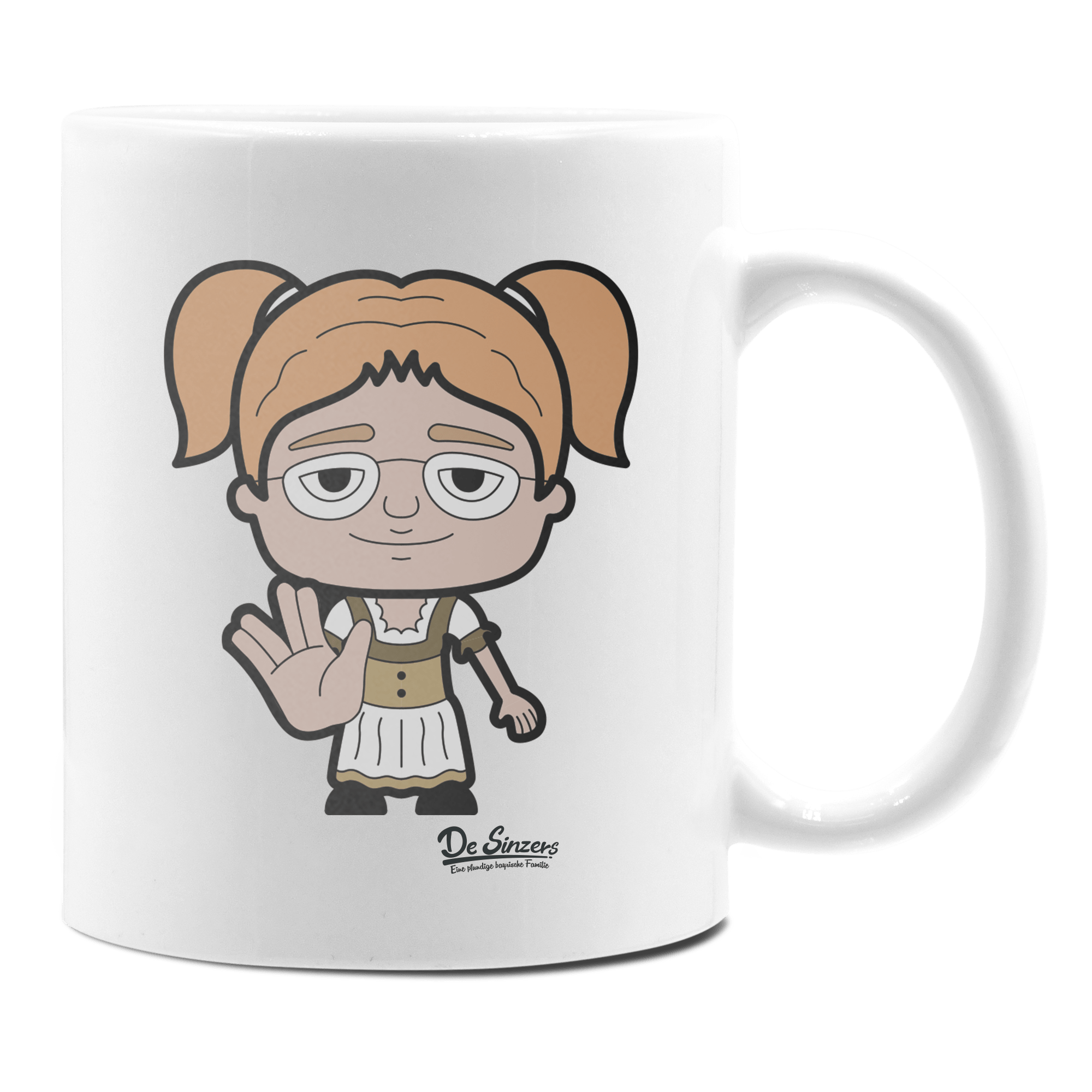 Die Jung Sinzerin Star Trek Fingers Keramik Kaffeetasse 330ml Weiss Rampoldplatte Front