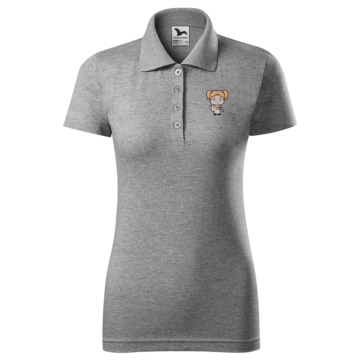 Die Jung Sinzerin Star Trek Fingers Polo Shirt Damen Grau Meliert Lack Front