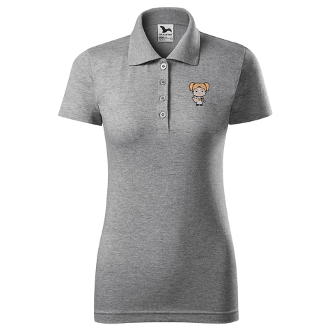 Die Jung Sinzerin Star Trek Fingers Polo Shirt Damen Grau Meliert Lack Front