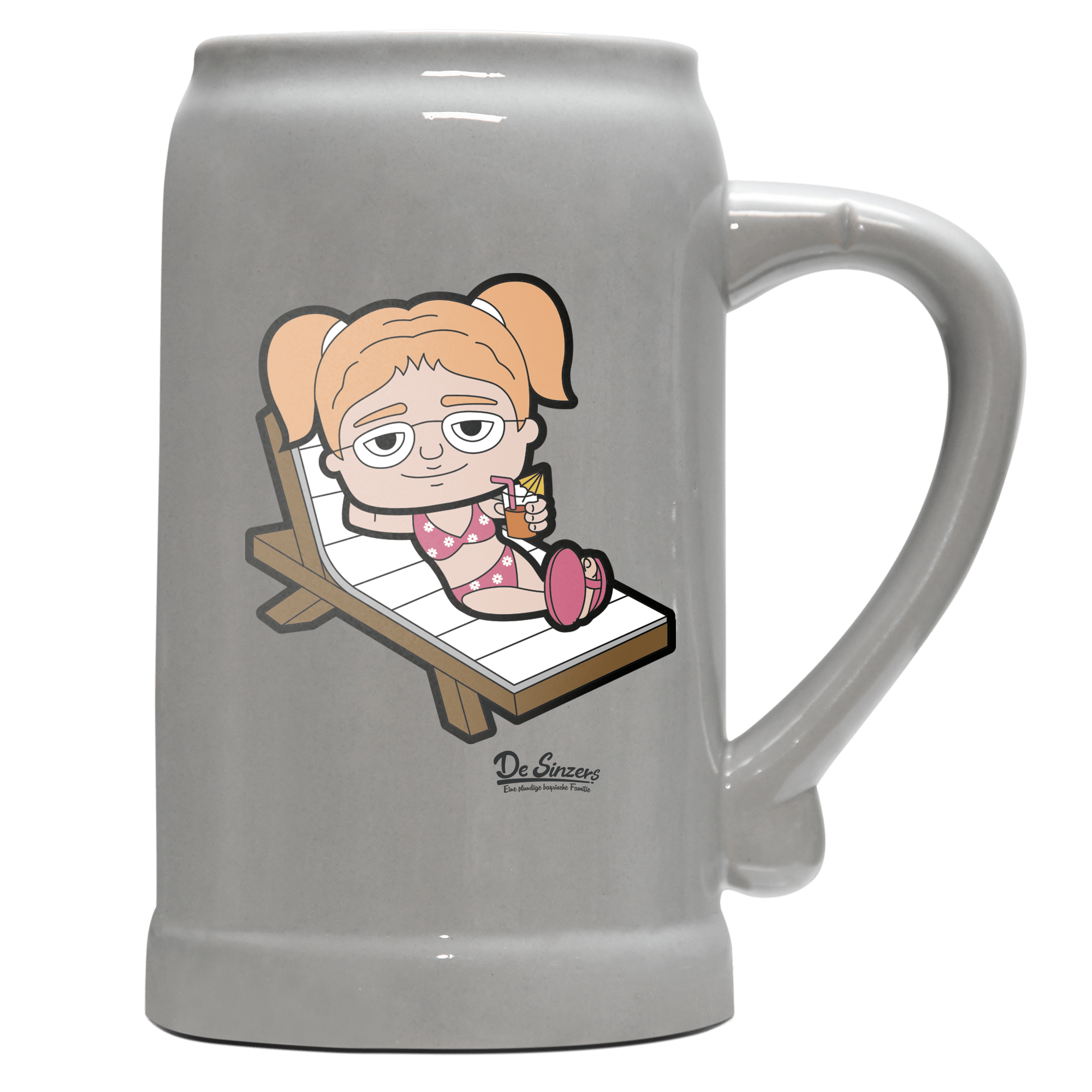 Die Jung Sinzerin Summer Edition Bierkrug 1000ml Grau Zugspitze Front